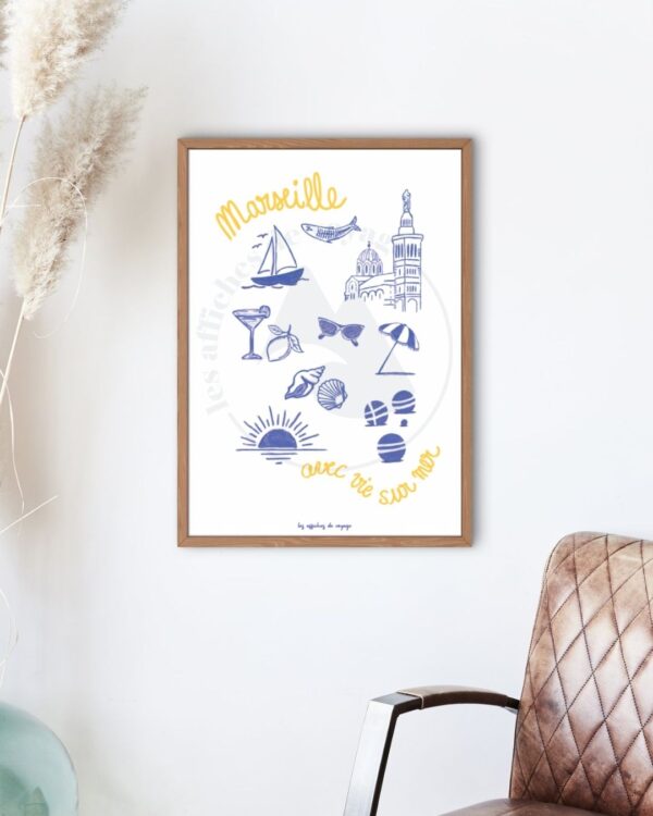 Affiche Marseille avec vie sur mer – Image 2